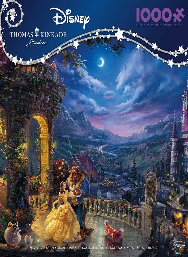 سيكو أحجية الصور المقطوعة Ceaco - Thomas Kinkade Disney Beauty & The Beast Dancing in the Moonlight، 1000 قطعة، صنع في الولايات المتحدة الأمريكية، ورق مقوى معاد تدويره عالي الجودة، ملصق ملون بالكامل - Image 2